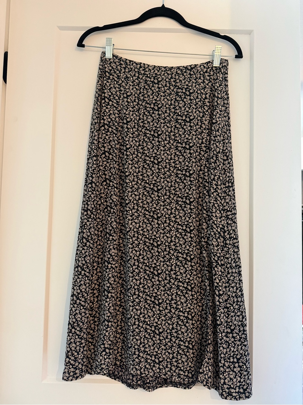 Navy & Cream Floral Maxi Skirt